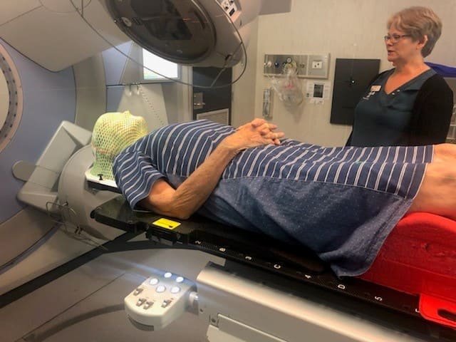 helen receiving her radiation treatment