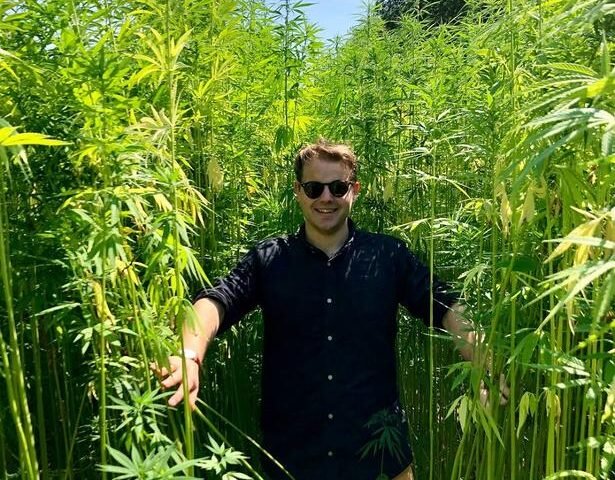 One of The Brothers Green members in their hemp field