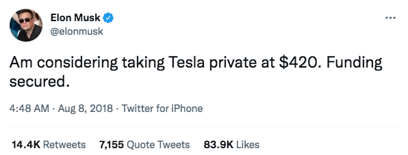 Elon Musks 420 Twitter tweet